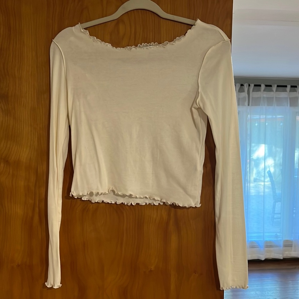 Topshop white long sleeve crop top